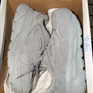 Hoka One One Light Gray Suede Running Shoes